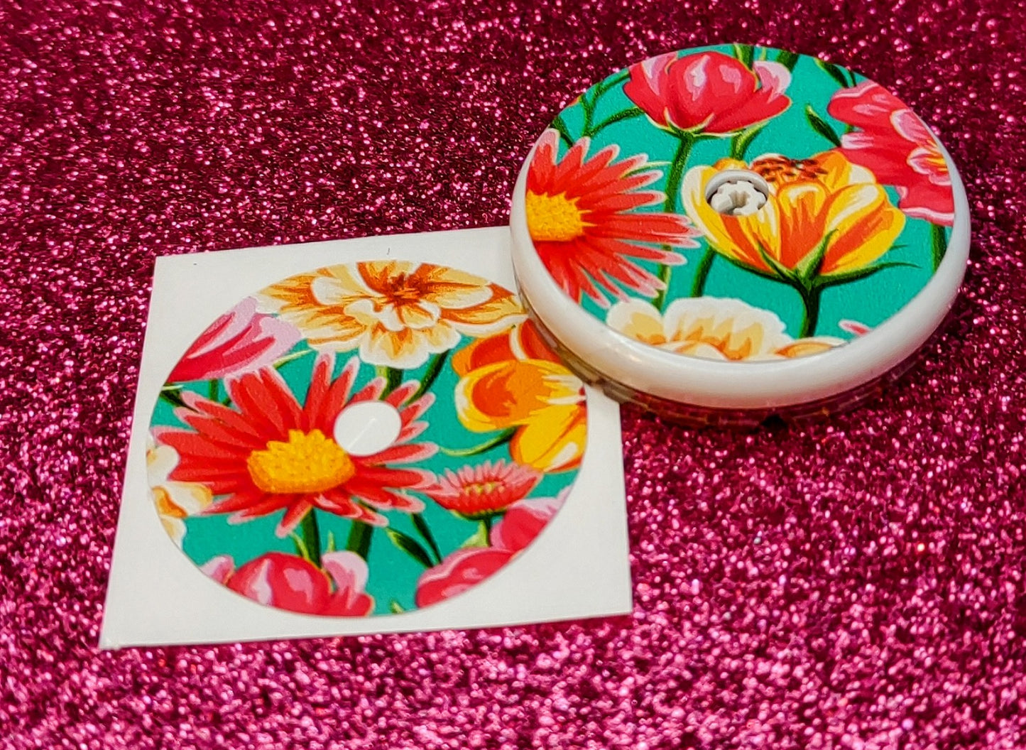 Teal Floral Flower Libre Patch