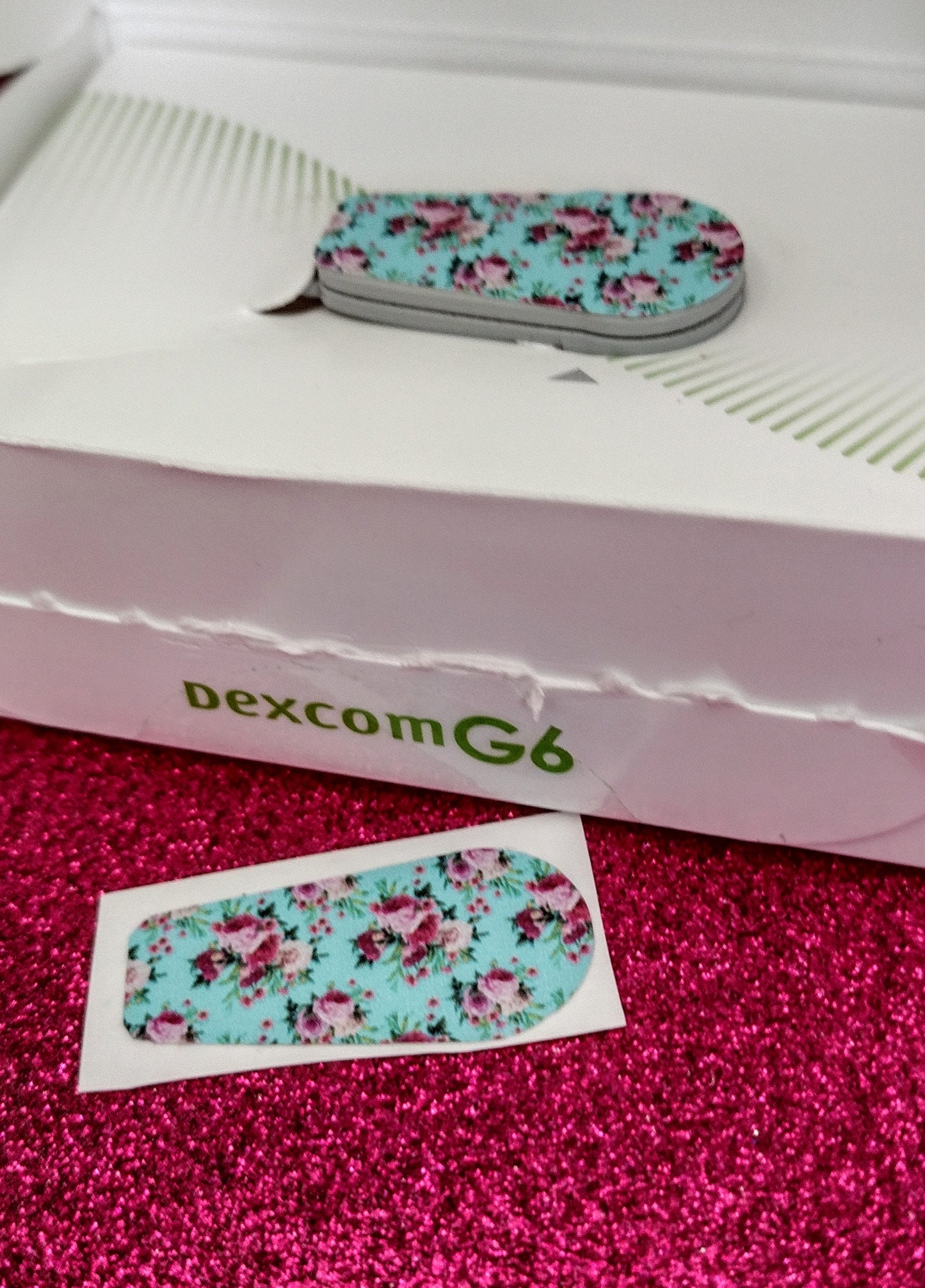 Pink & Mint Rose Dexcom G6 Patch