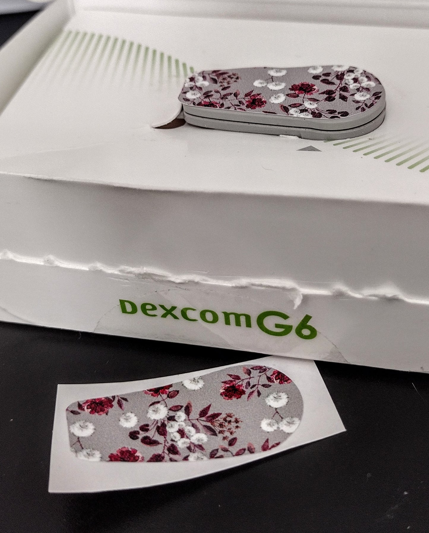 Burgundy Flowers Pattern Dexcom Patch
