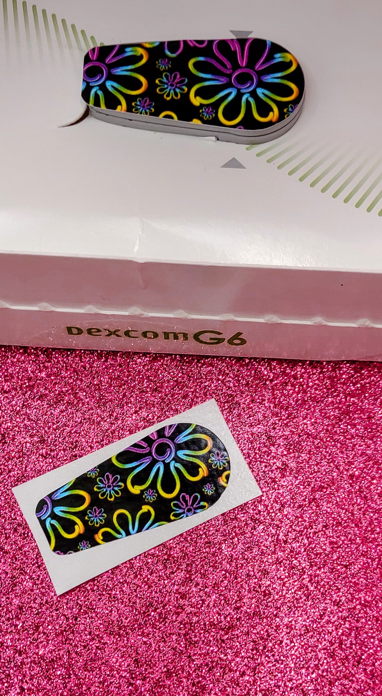 Neon Flower Power Retro Dexcom Patch