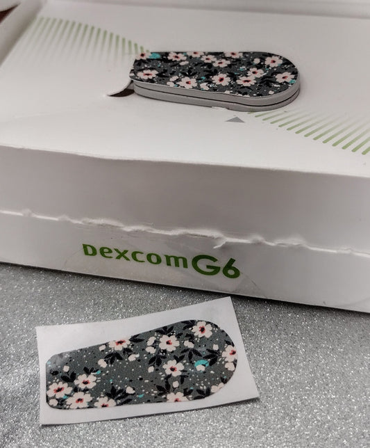 Small Black Floral Pattern Dexcom Patch