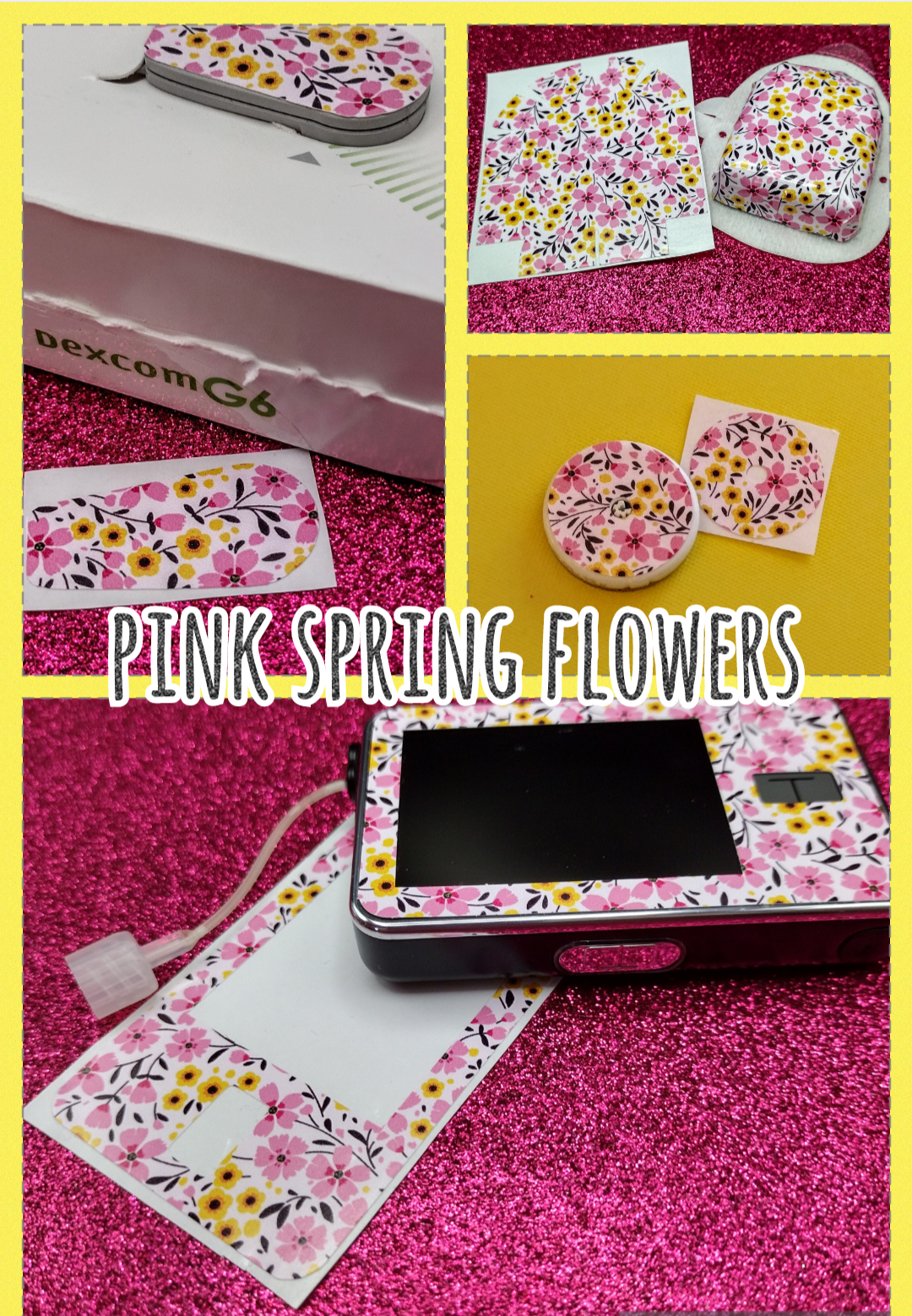 Pink Spring Flowers Dexcom Patch