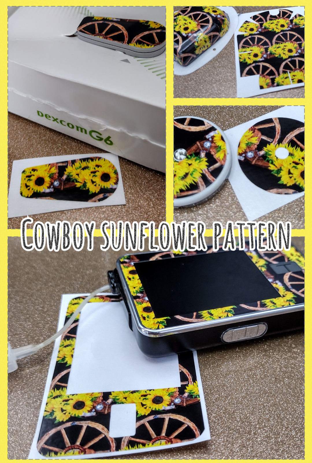 Cowboy Sunflower Pattern Omnipod Patch