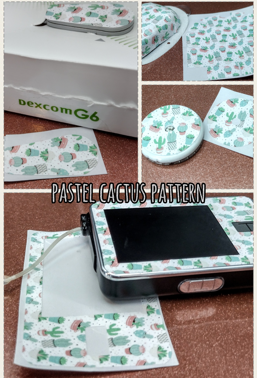 Pastel Cactus Pattern Dexcom Patch